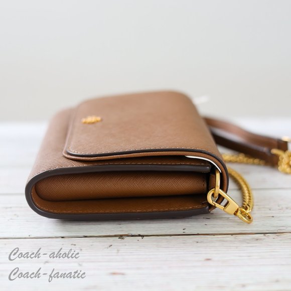 NWT Tory Burch Emerson Chain Wallet Leather Crossbody in Moose - Picture 9 of 14